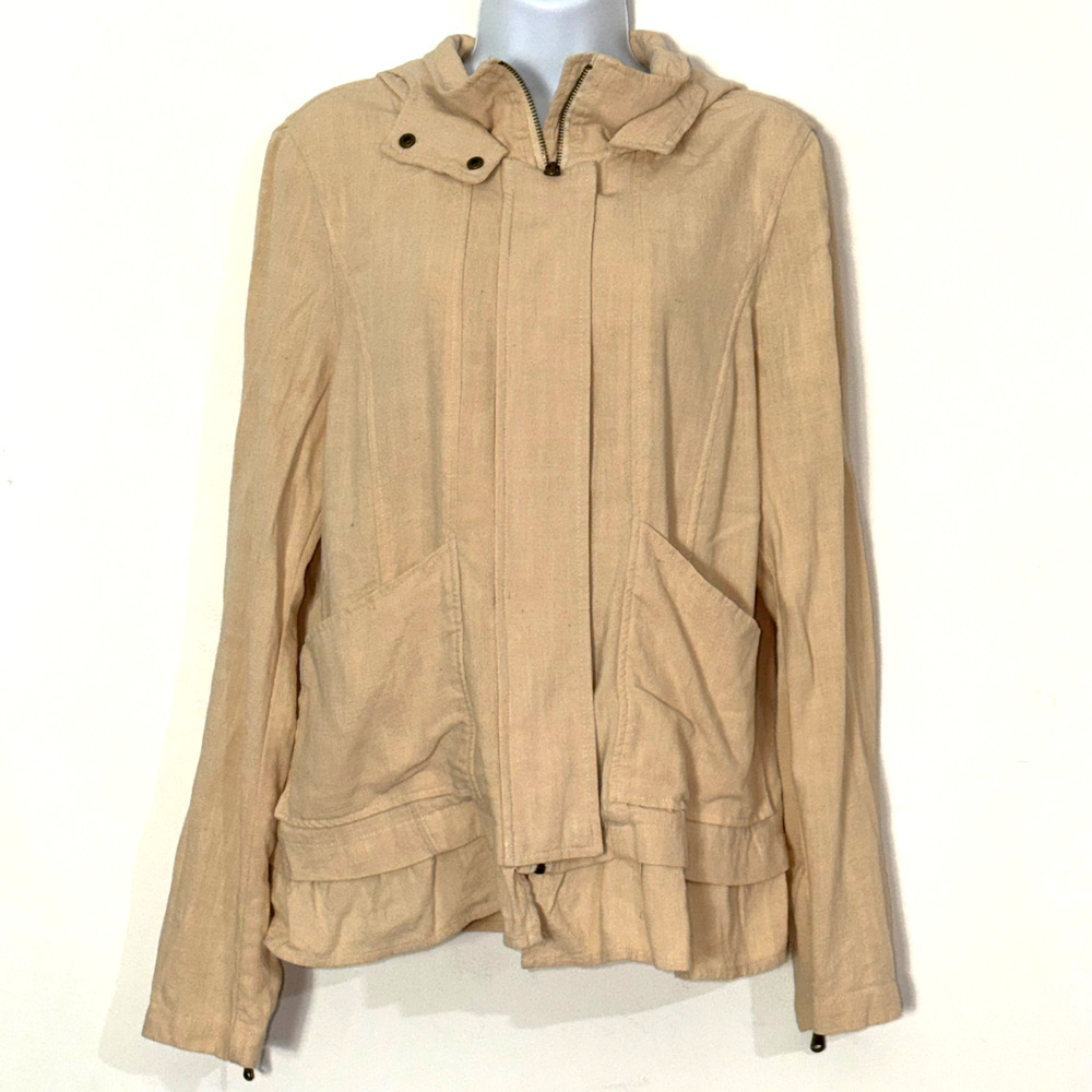 Blue Rain Jacket Womens Medium Cream Hoodie